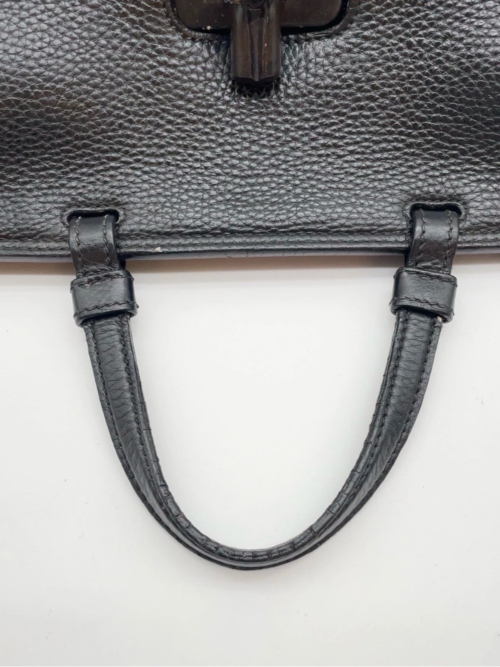 Auth Gucci Bamboo Daily Turn-Lock Leather Black 2way Bag - Picture 7 of 16